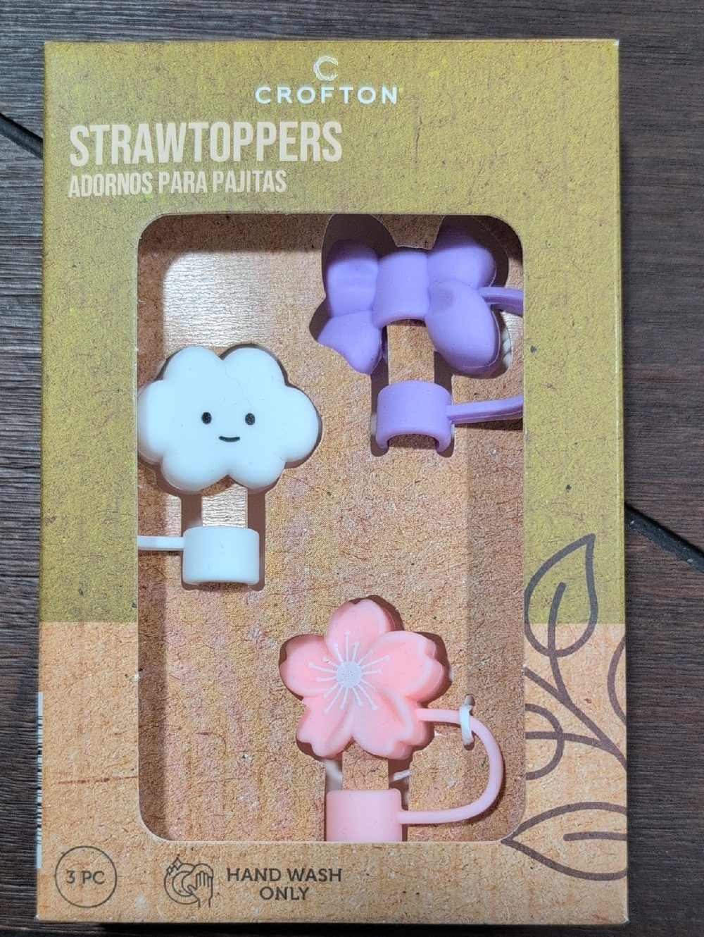 Crofton Pink & White Floral Cloud Straw Toppers - 3 Pack